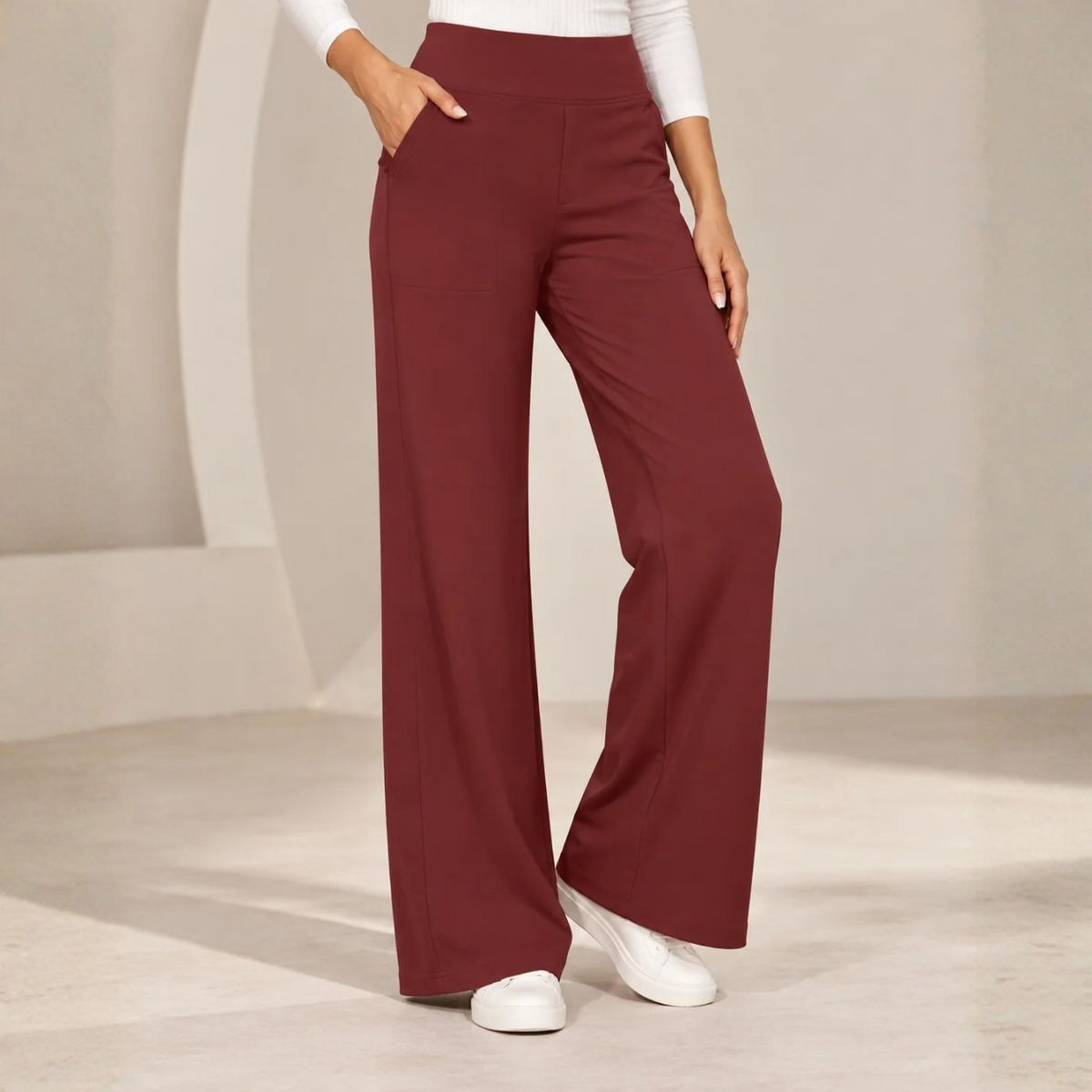 Bequeme elastische Hose mit weitem Bein