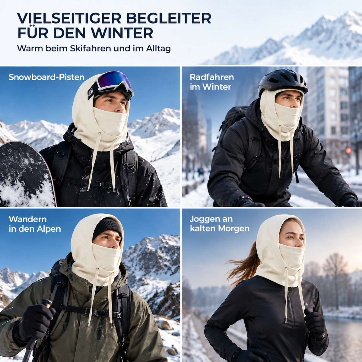 Camp Basel | Fleecegefütterte 3-in-1-Winter-Sturmhaube – Warm, windgeschützt und verstellbar für Gesicht, Ohren und Hals