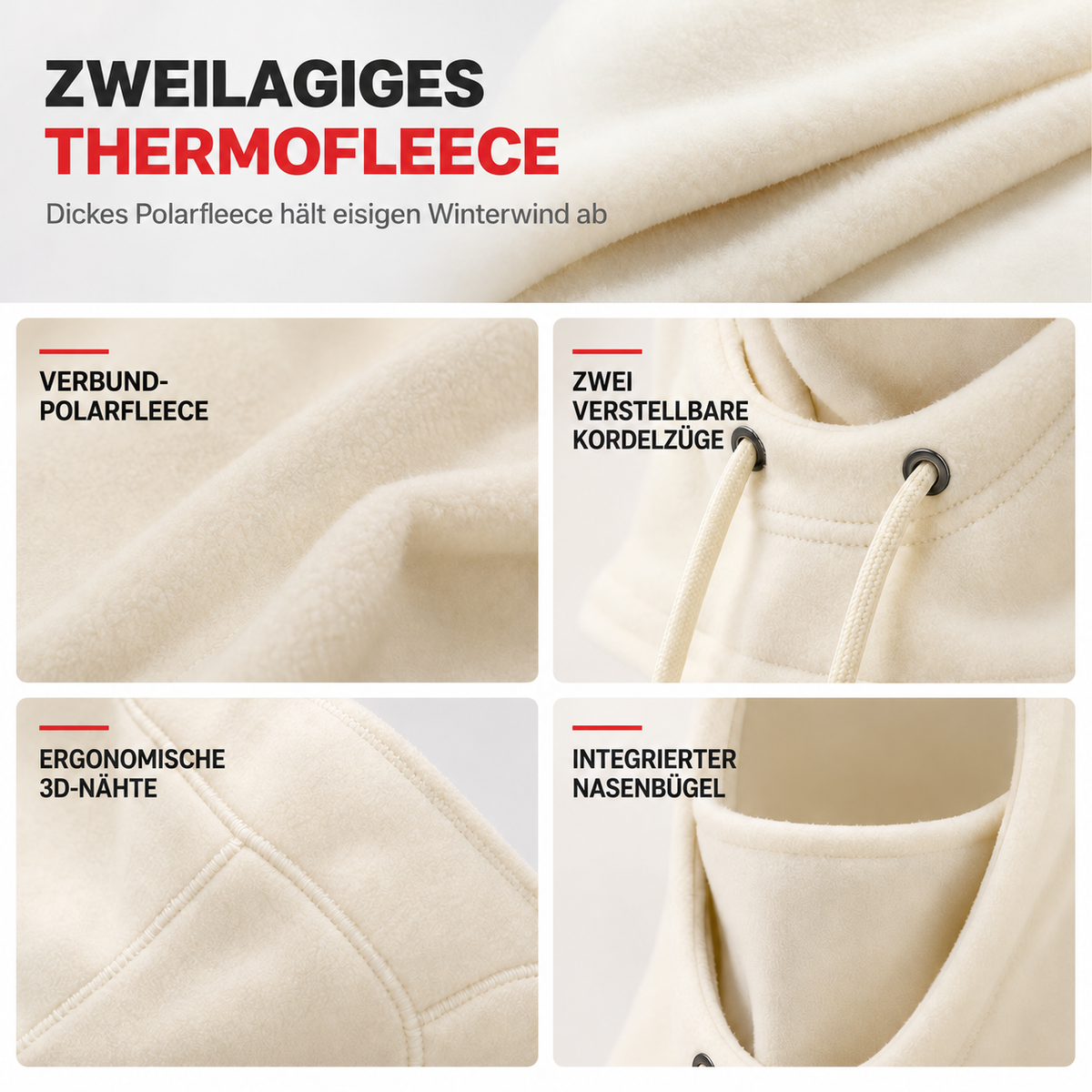 Camp Basel | Fleecegefütterte 3-in-1-Winter-Sturmhaube – Warm, windgeschützt und verstellbar für Gesicht, Ohren und Hals