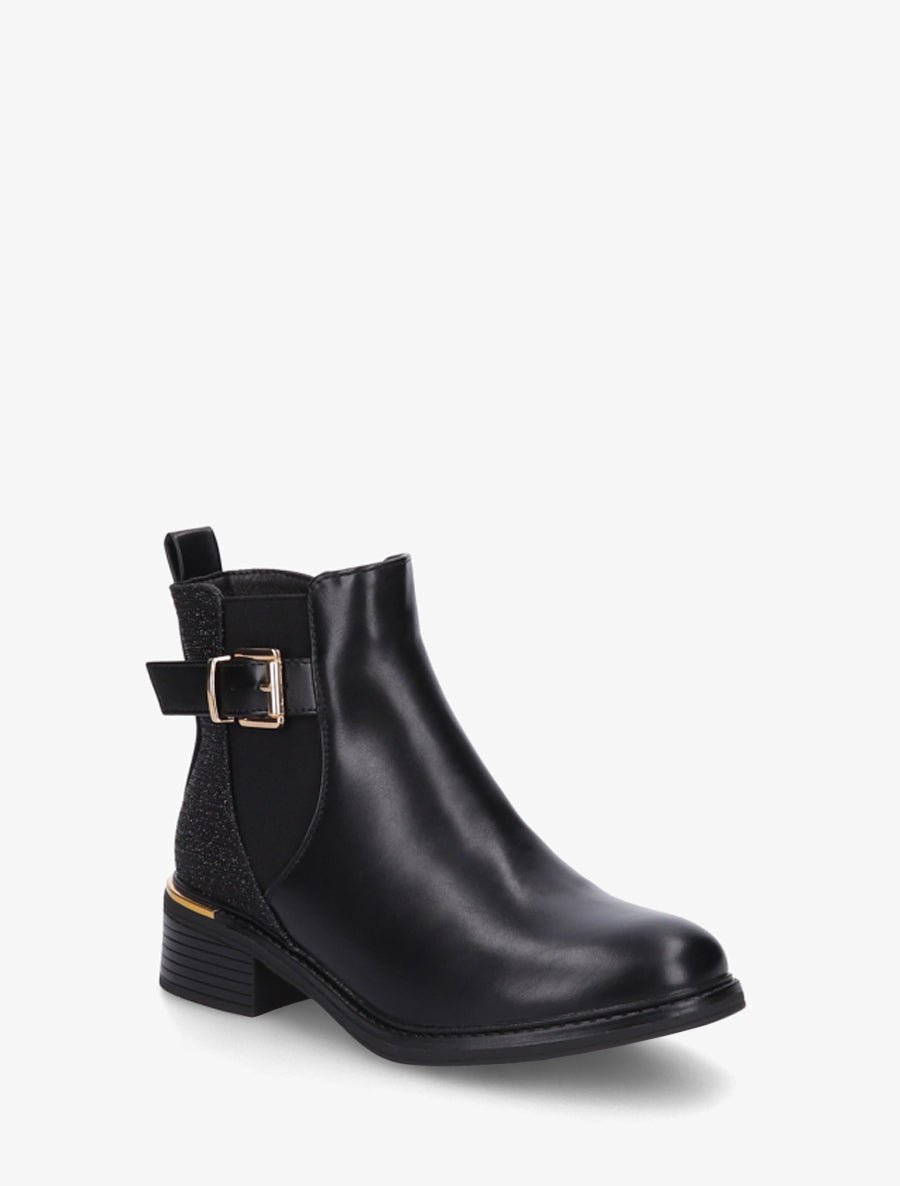 Stiefeletten mit Blockabsatz und irisierendem Detail