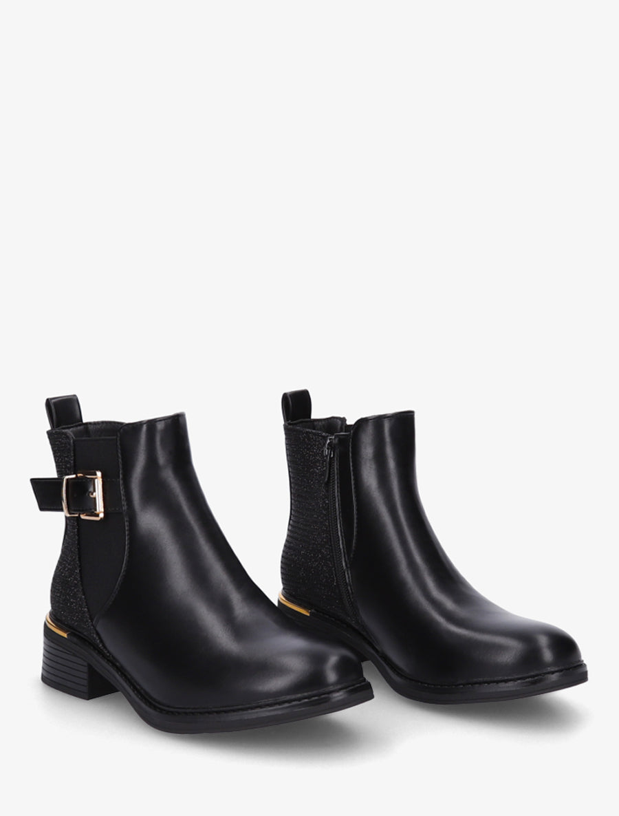 Stiefeletten mit Blockabsatz und irisierendem Detail