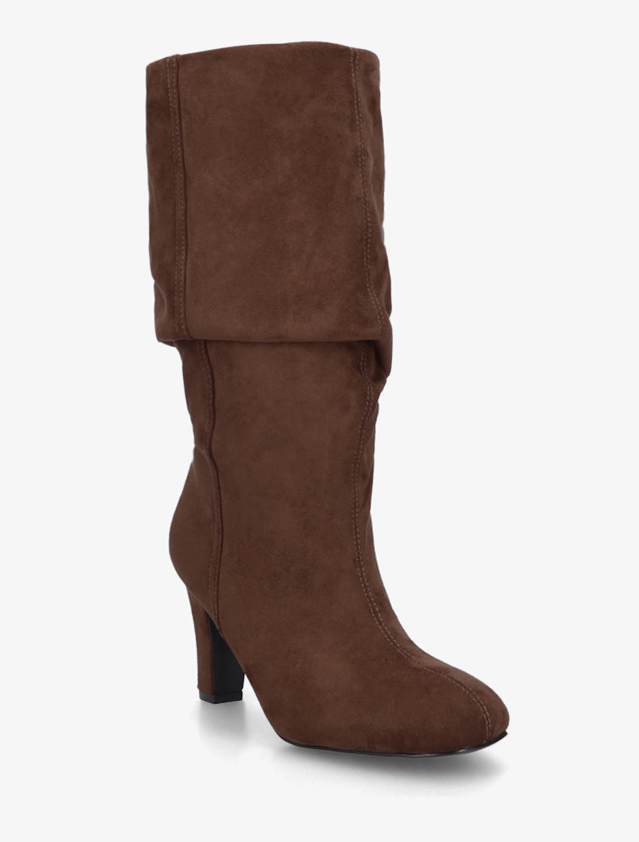 Stiefel aus Velourslederimitat mit Absatz