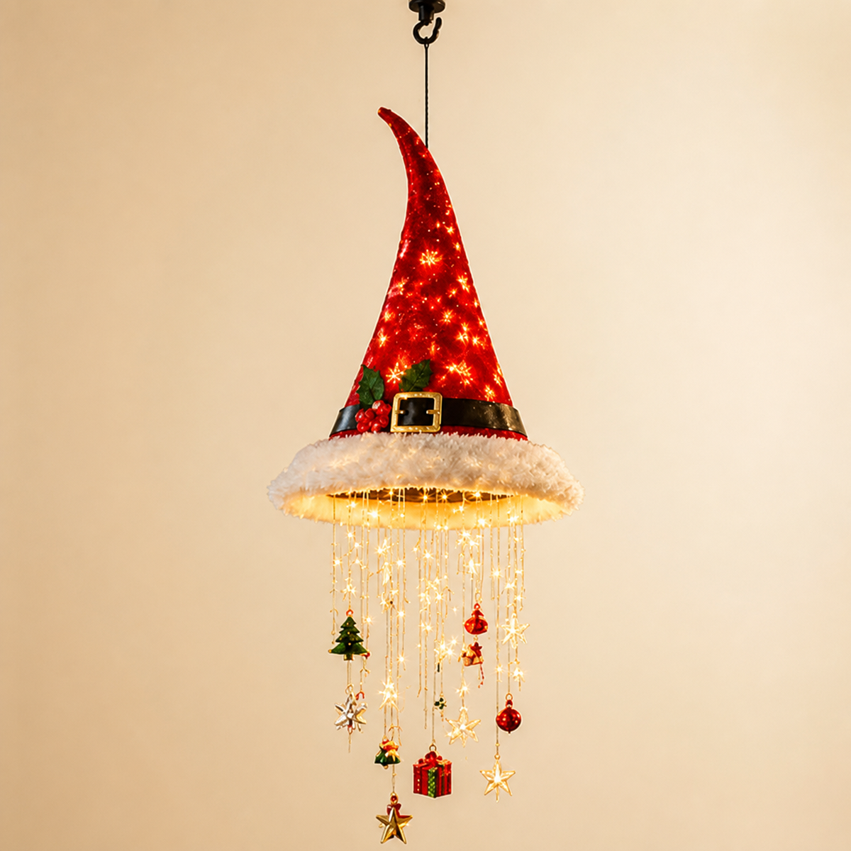 Weihnachts-Weihnachtsmannmütze Lichter mit LED-Lichterkette Dekorationen