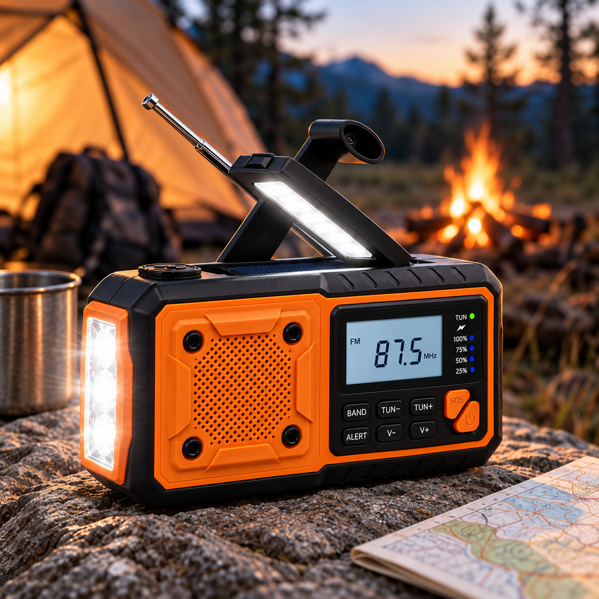 Camp Basel | Solavox Tragbares Notfall-Kurbel-Radio