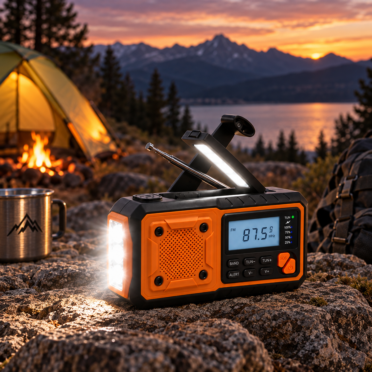 Camp Basel | Solavox Tragbares Notfall-Kurbel-Radio
