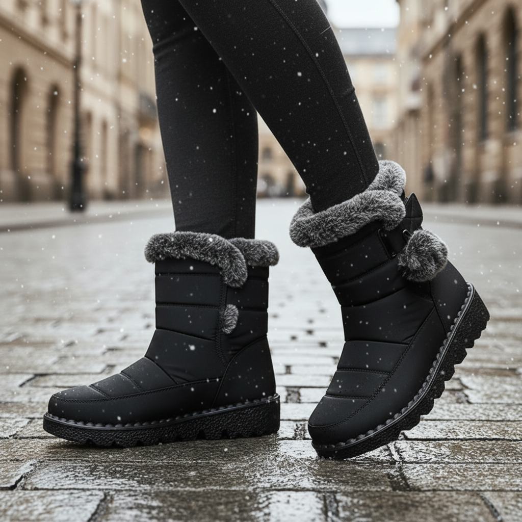 Damenwinterstiefel wasserdicht mit warmer Plüschfütterung und rutschfester Sohle