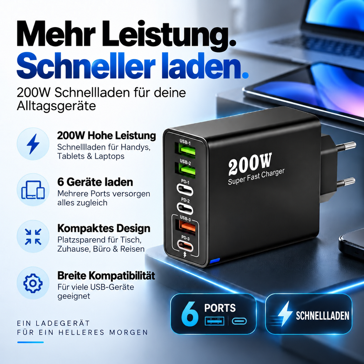 Camp Basel | 200W Sechs-Port Schnellladegerät