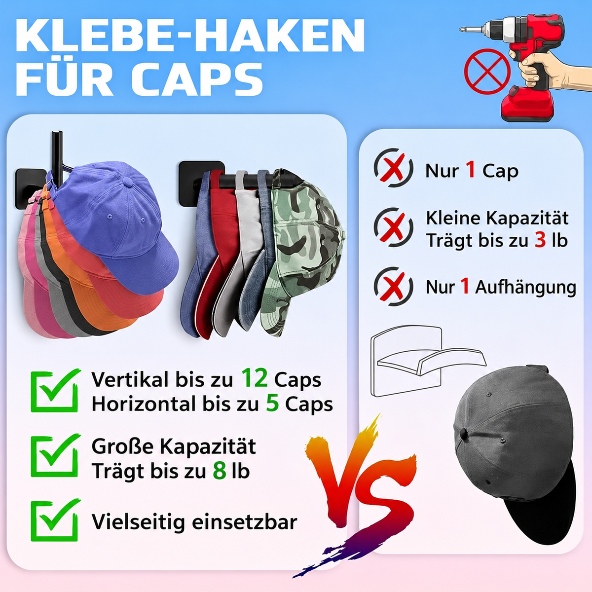 Camp Basel | 4er-Pack: Wand-Hutablage, L-förmige Aufbewahrungsablage mit starkem Klebstoff