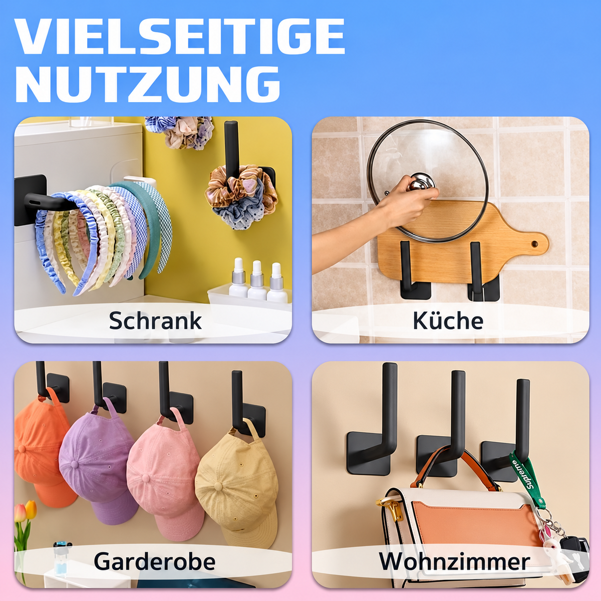 Camp Basel | 4er-Pack: Wand-Hutablage, L-förmige Aufbewahrungsablage mit starkem Klebstoff