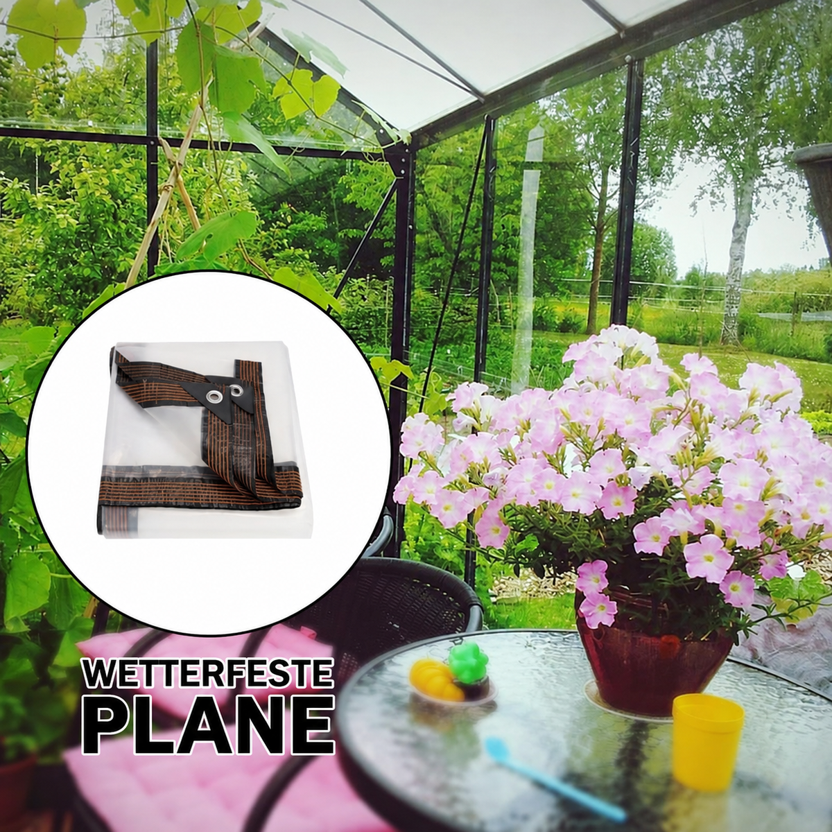 Camp Basel | 7x10FT Heavy Duty wasserdichte PE Plane - regendichte Plane mit Metallösen, verstärkten Kanten und Befestigungen für Balkon, Gewächshaus, Pflanzenschutz und Außenlagerung
