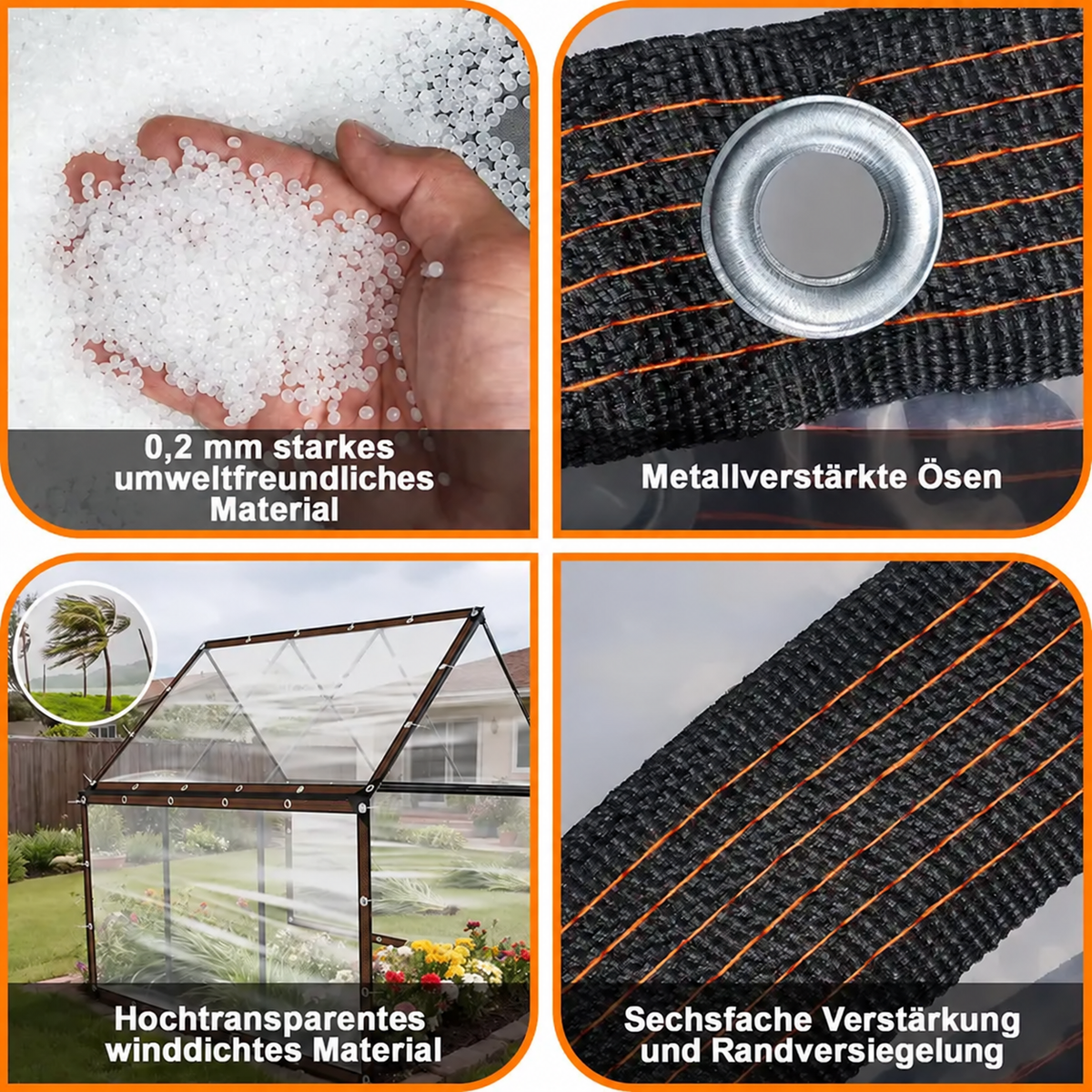 Camp Basel | 7x10FT Heavy Duty wasserdichte PE Plane - regendichte Plane mit Metallösen, verstärkten Kanten und Befestigungen für Balkon, Gewächshaus, Pflanzenschutz und Außenlagerung