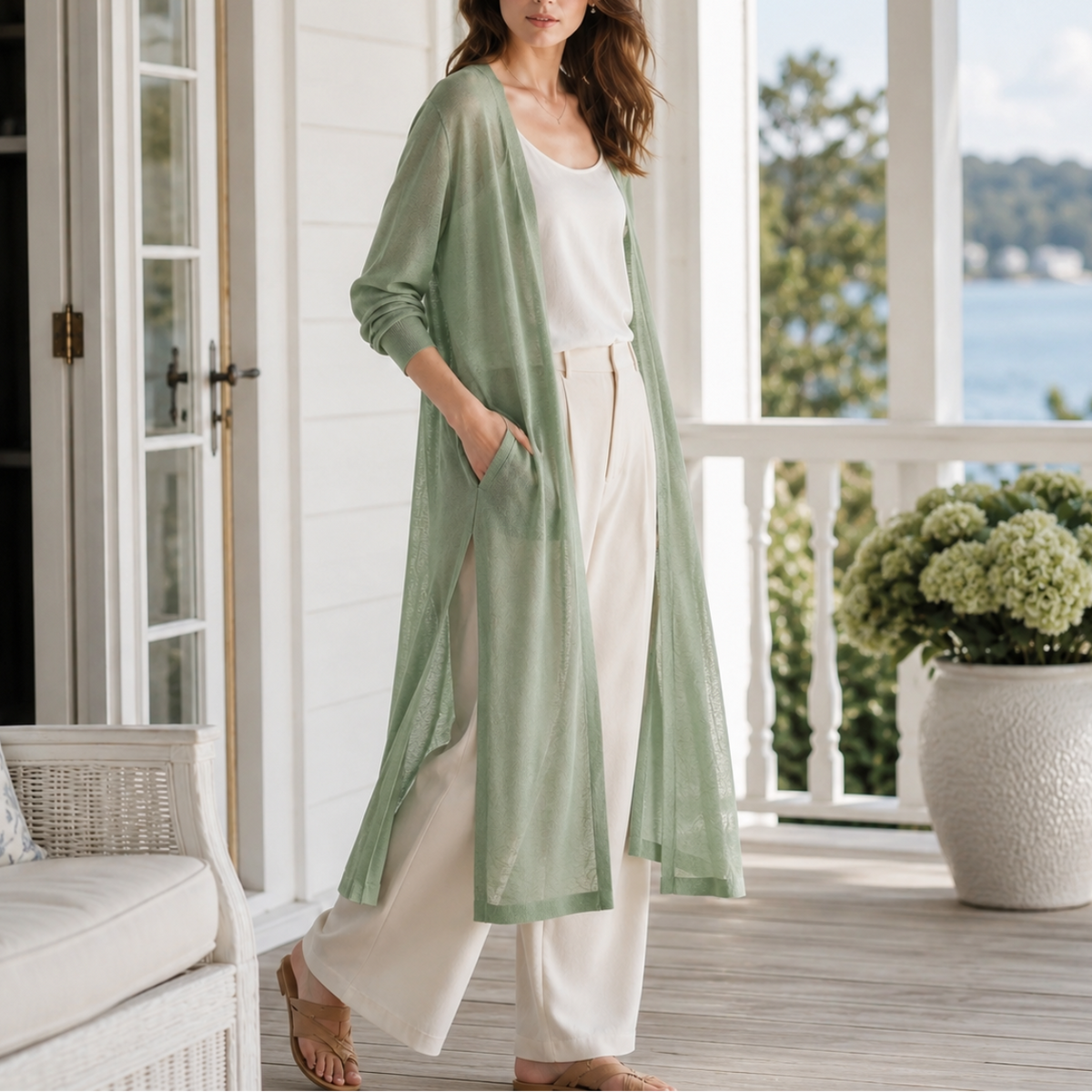 Camp Basel | Aerisell Longline Open Front Cardigan