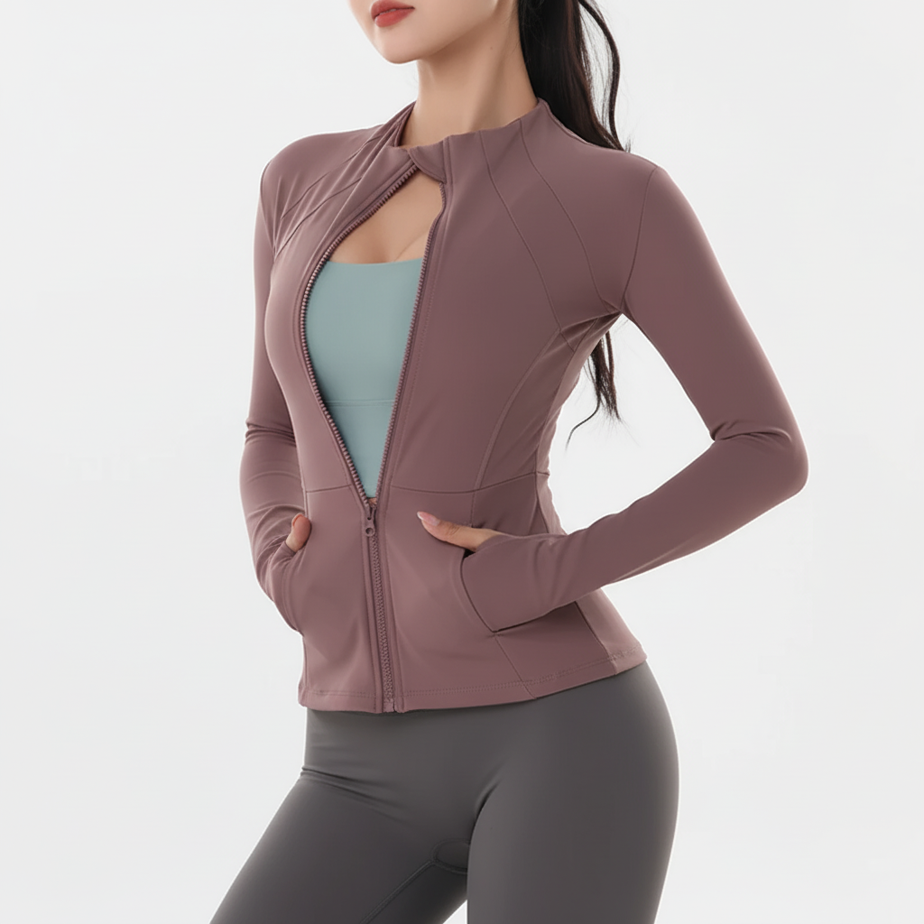 Trainingsjacke Damen schnelltrocknend atmungsaktiv Slim Fit Reißverschluss