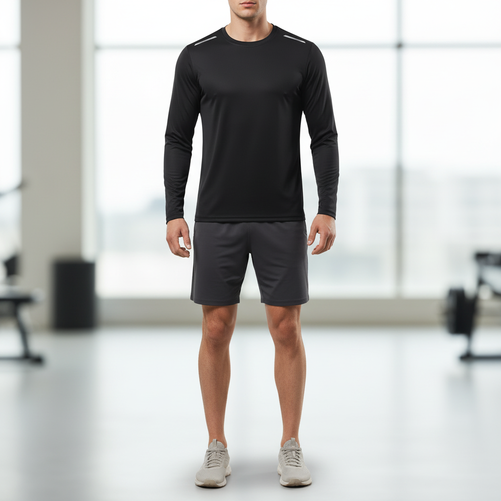 Langarm-Performance-Shirt mit reflektierenden Akzenten und atmungsaktiver Konstruktion