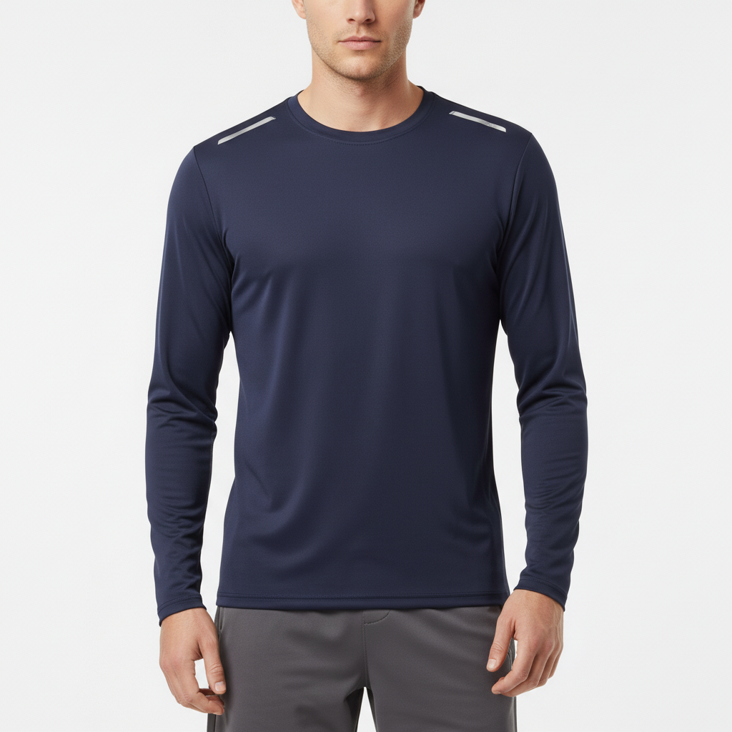 Langarm-Performance-Shirt mit reflektierenden Akzenten und atmungsaktiver Konstruktion