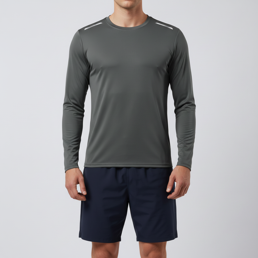 Langarm-Performance-Shirt mit reflektierenden Akzenten und atmungsaktiver Konstruktion