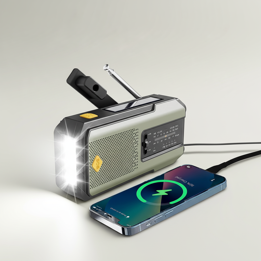 Multifunktionales Notfallradio mit Solar- und Handkurbelladung