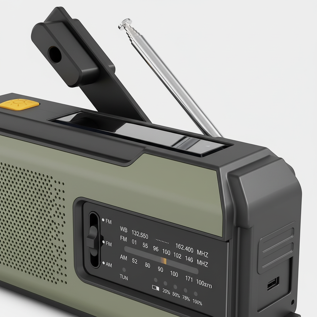 Multifunktionales Notfallradio mit Solar- und Handkurbelladung