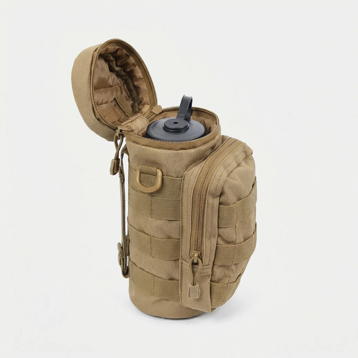Taktische MOLLE-Trinkflaschenhalterung mit Reißverschlusstasche