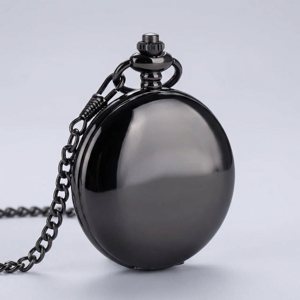 Taschenuhr-Set mit Kette und Geschenkbox poliertes Gehäuse Quarzwerk