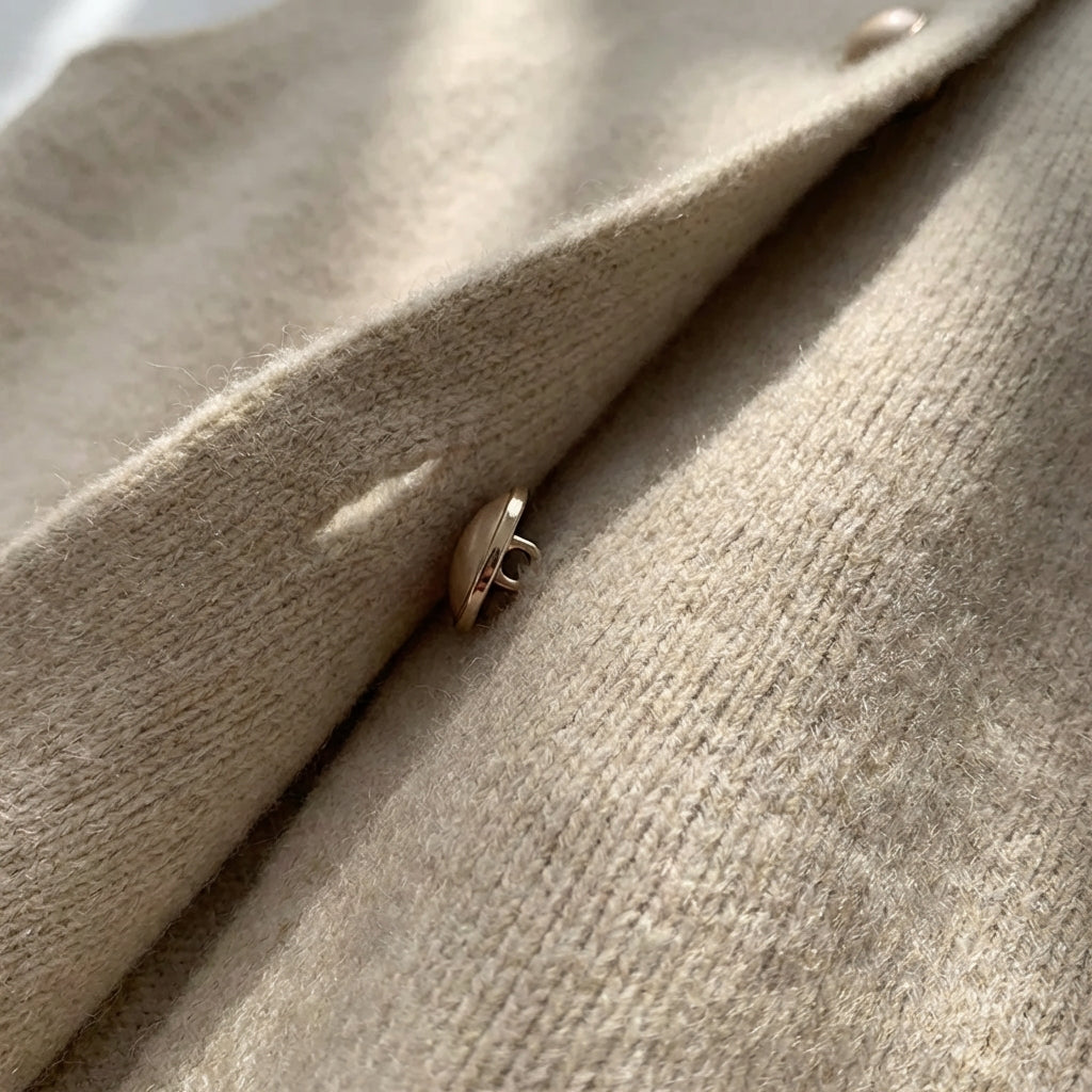Ärmellose Strickjacke Damen schmal elegantes Design Knöpfe