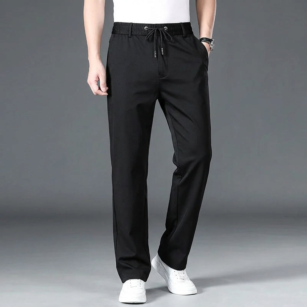 Herrenhose mit elastischer Taille, geradem Schnitt und komfortabler Passform