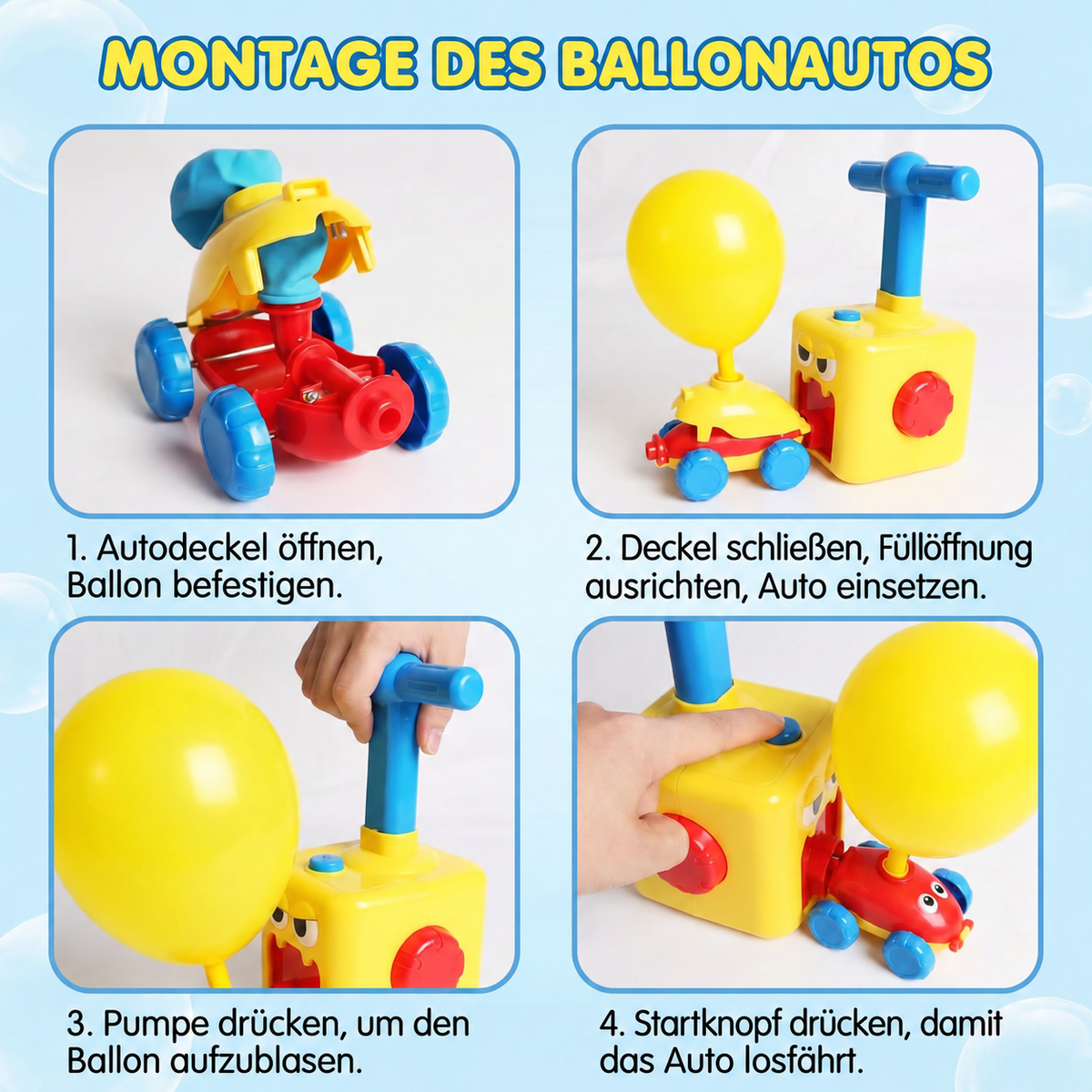 Camp Basel | Ballon-Rennwagen-Spielzeug mit Startrampe