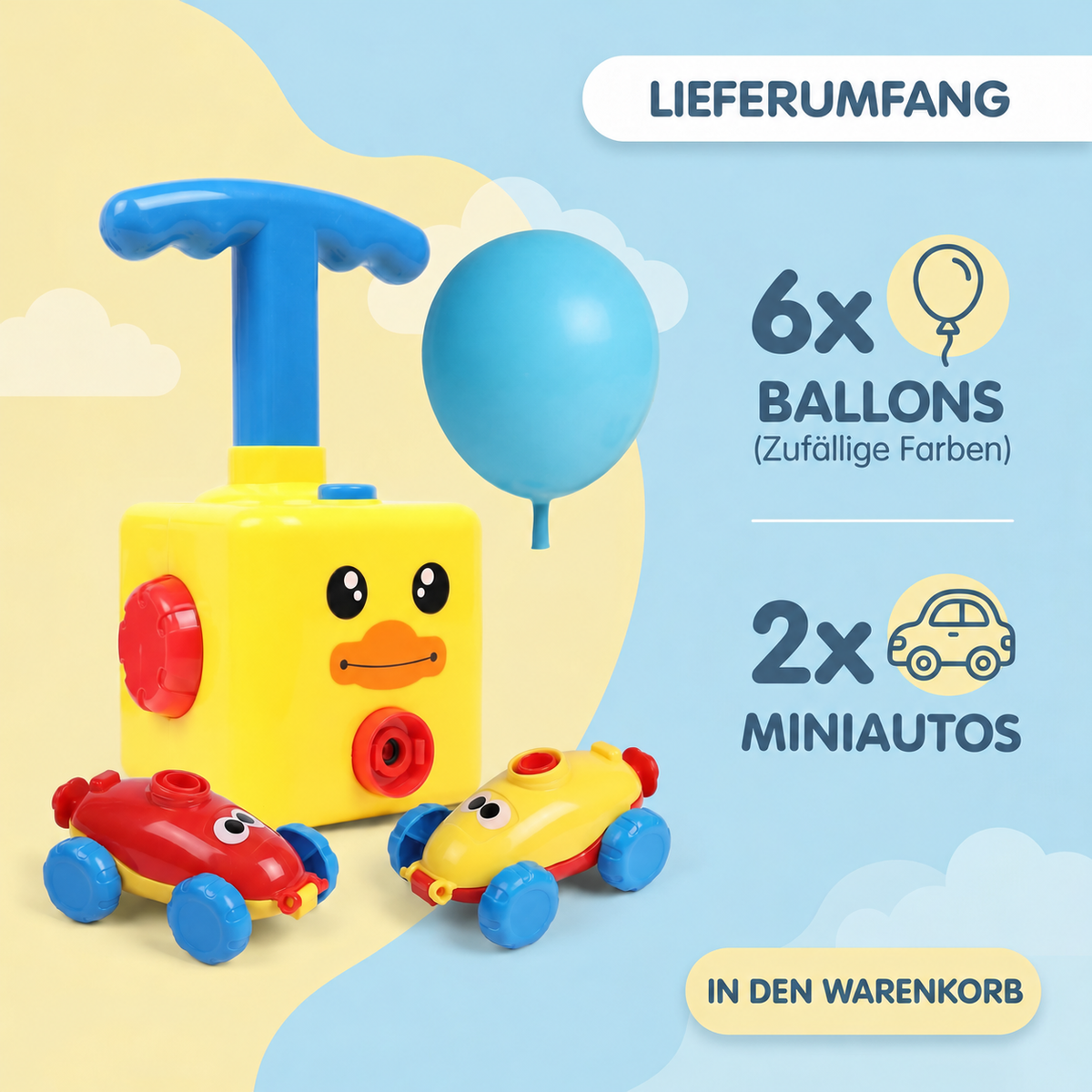 Camp Basel | Ballon-Rennwagen-Spielzeug mit Startrampe