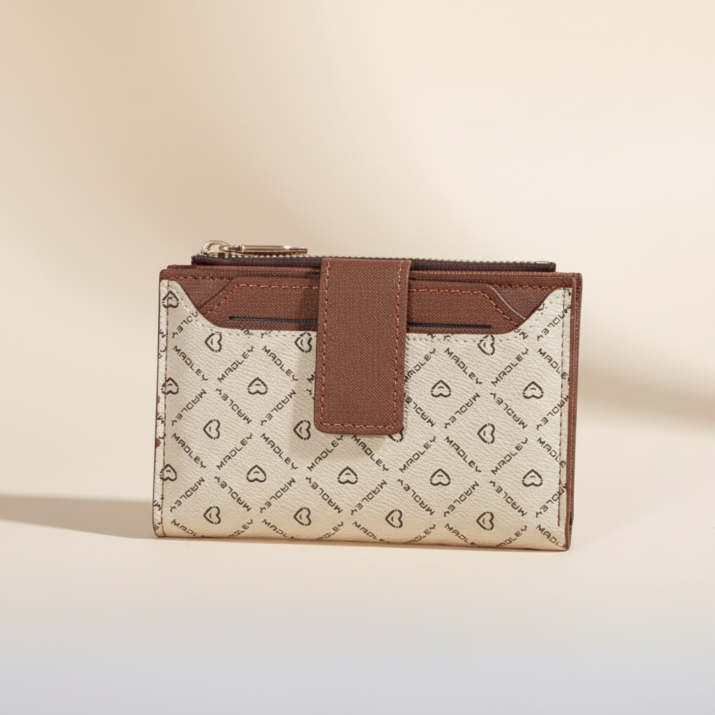 Kompakte Bifold-Geldbörse mit Münzfach und Kartensteckplätzen