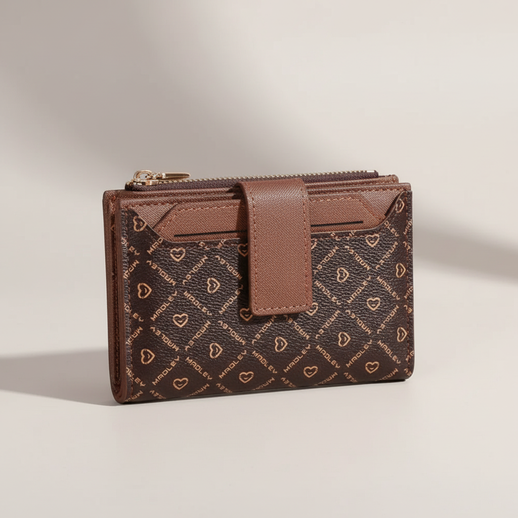Kompakte Bifold-Geldbörse mit Münzfach und Kartensteckplätzen