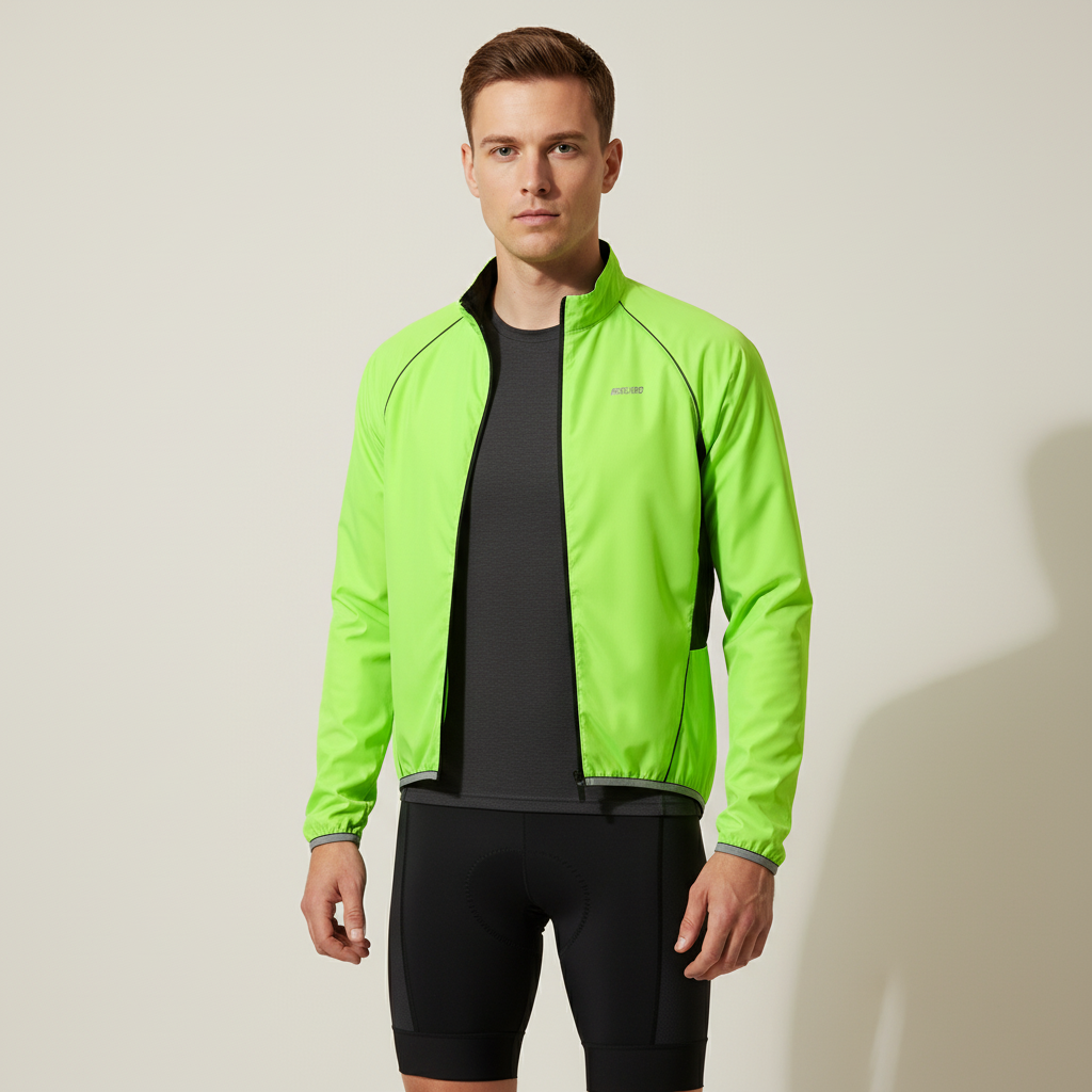 Herren-Radjacke leicht windundurchlässig Hochsichtbarkeit reflektierend