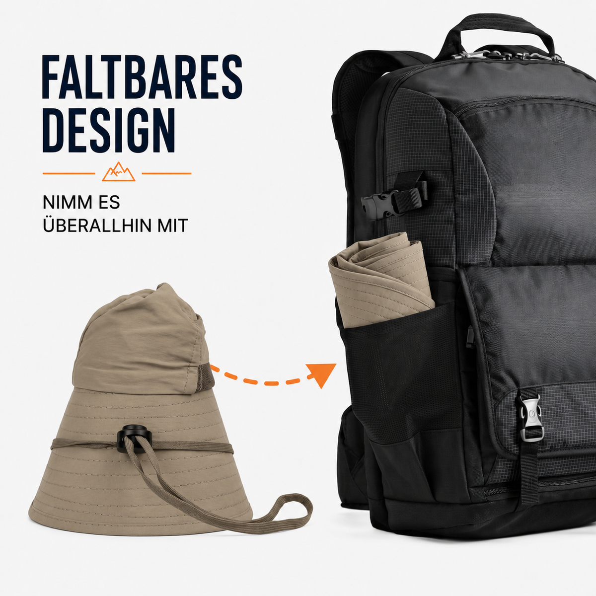 Camp Basel | Reisbrim Packbarer Reise-Sonnenhut mit Nackenschutz | UPF 50+
