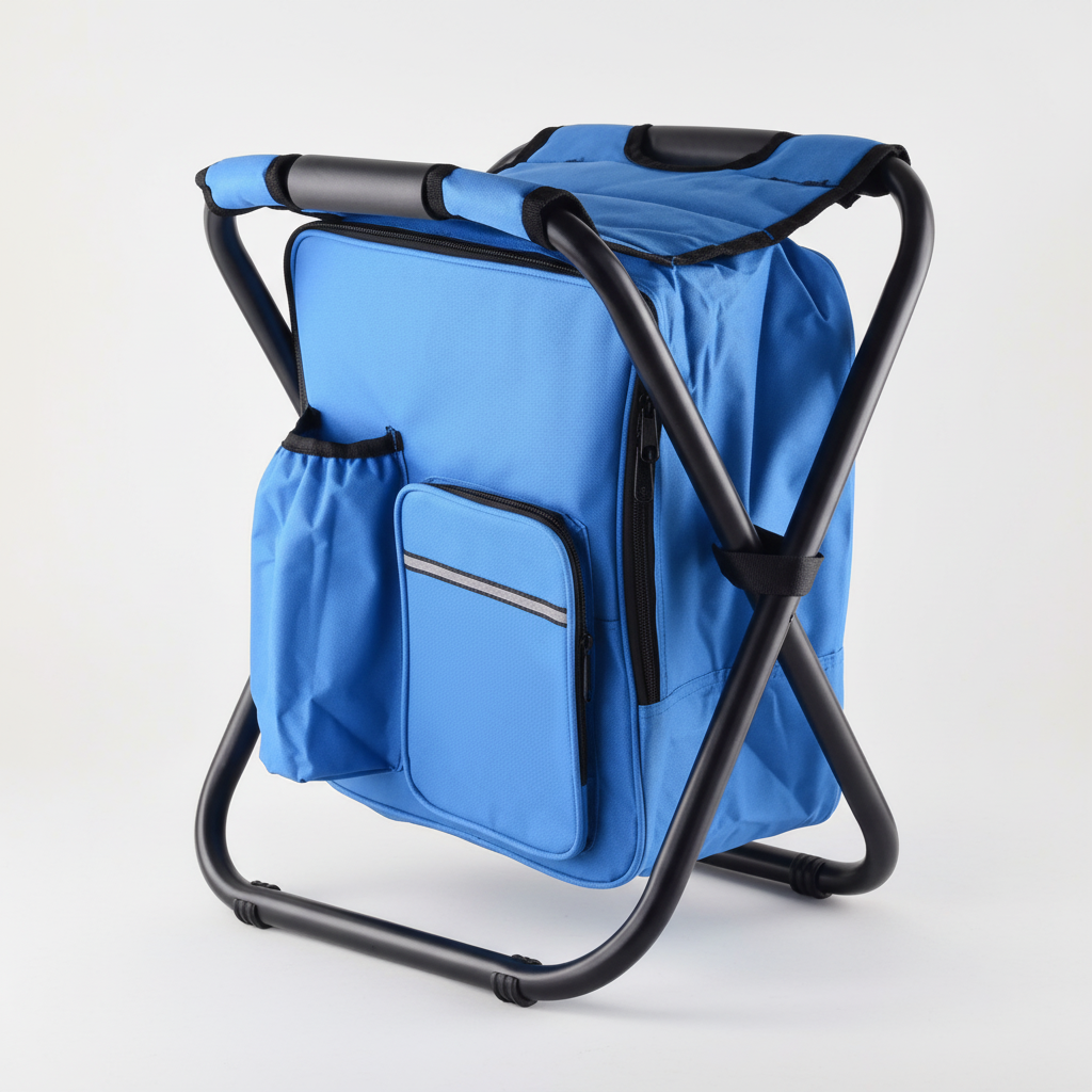 Faltbarer Rucksack-Kühlhocker mit isoliertem Fach und stabilen Beinen