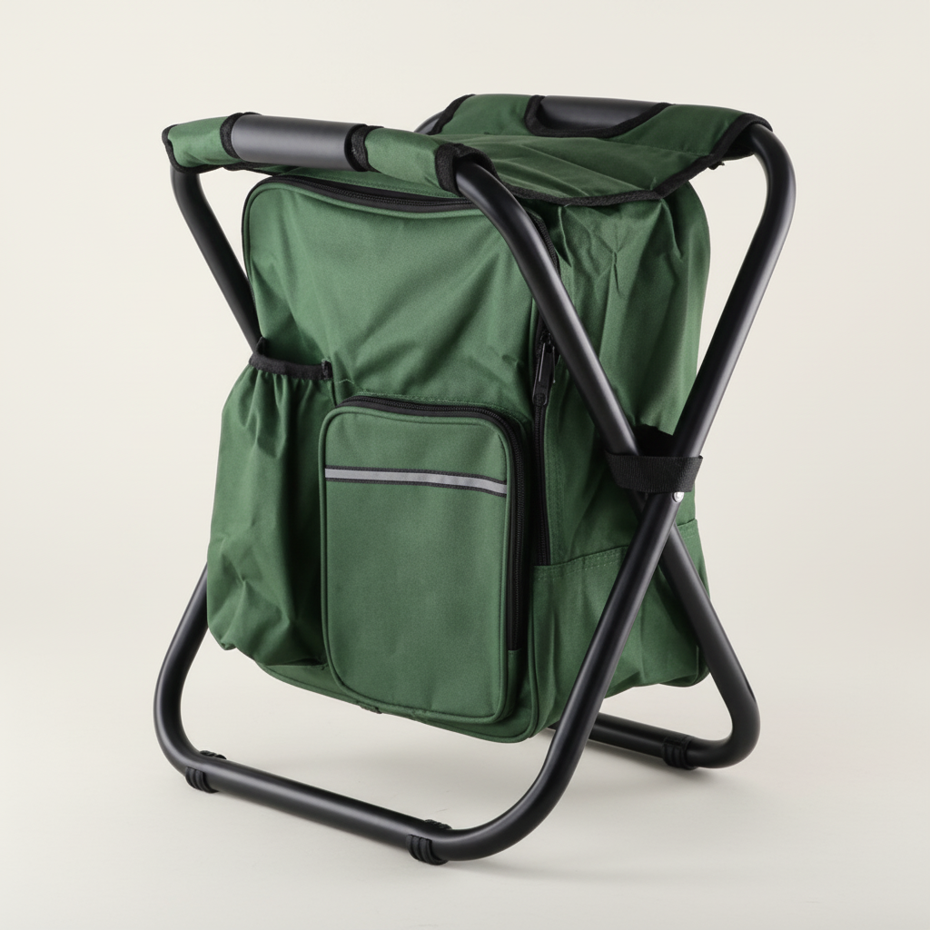 Faltbarer Rucksack-Kühlhocker mit isoliertem Fach und stabilen Beinen