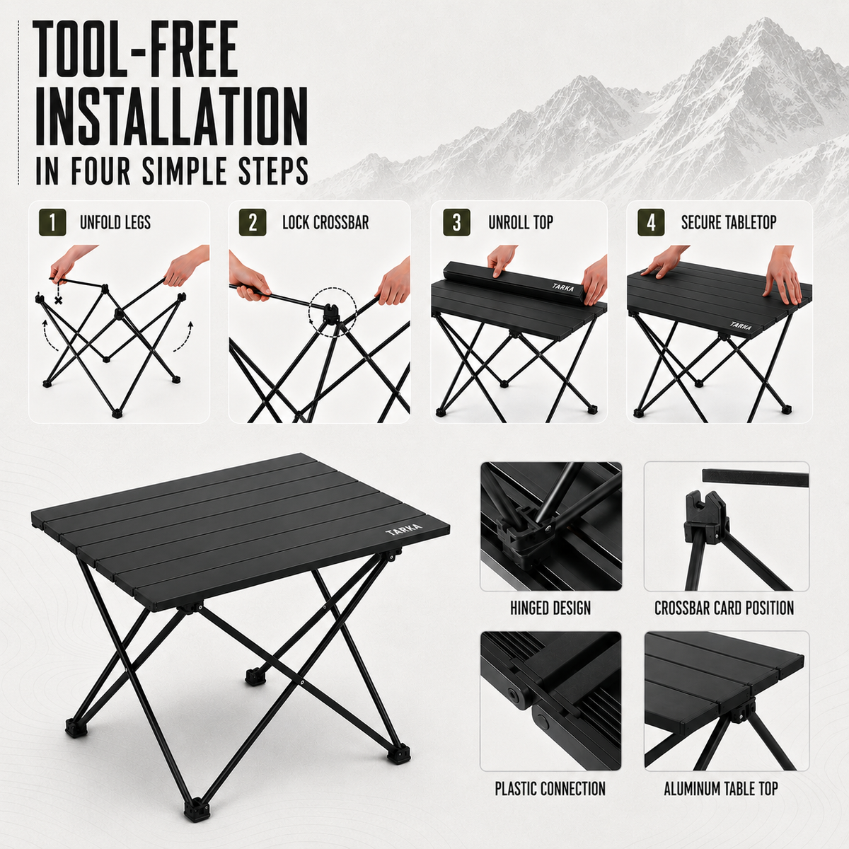 Camp Basel | Campero Leichte faltbare Outdoor-Campingtisch