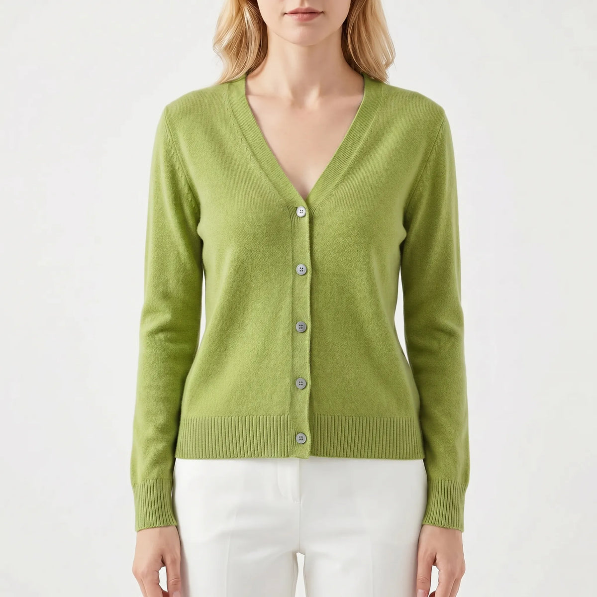 Damen Strickjacke V-Ausschnitt Knopfleiste Feinstrick