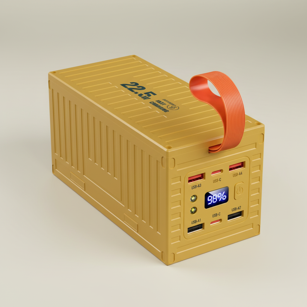 Hochleistungs-Powerbank mit schnellladen und integrierter LED-Lampe