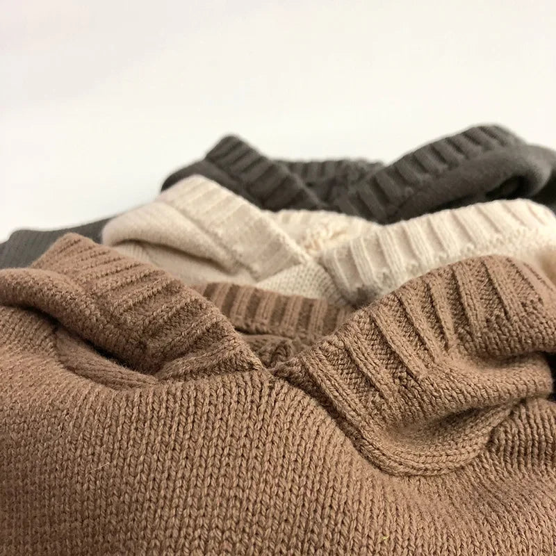 Kinder-Kapuzen-Strickpullover mit Vordertasche, entspannter Schnitt