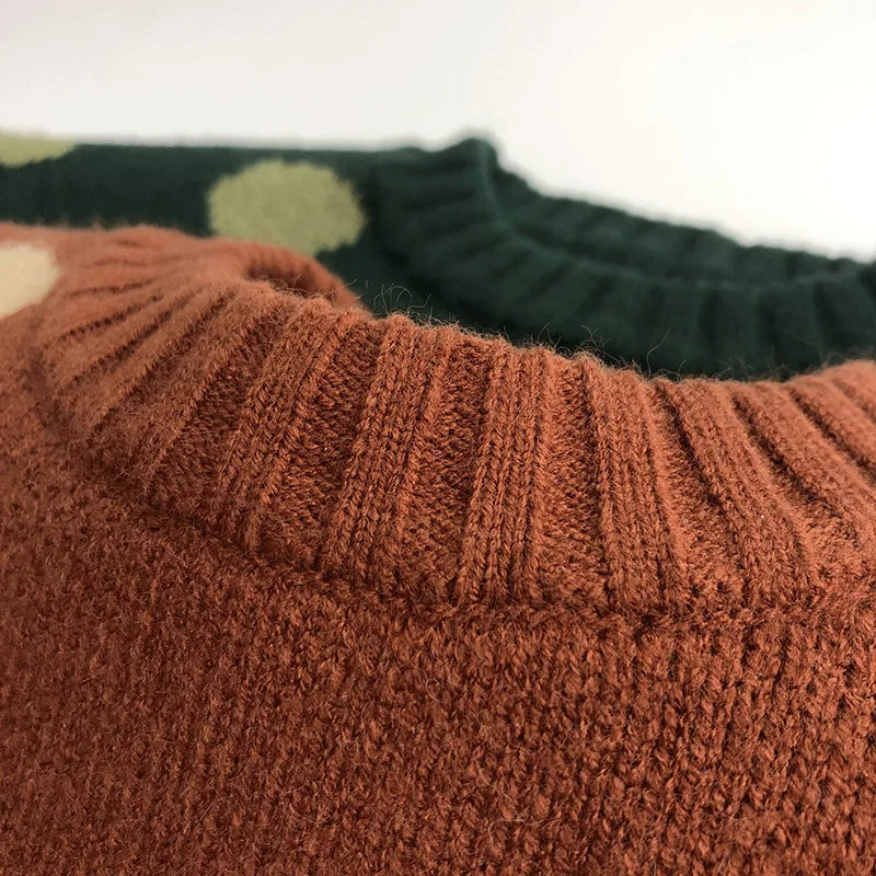Kinder Polkadot Strickpullover lange Ärmel gerippte Bündchen