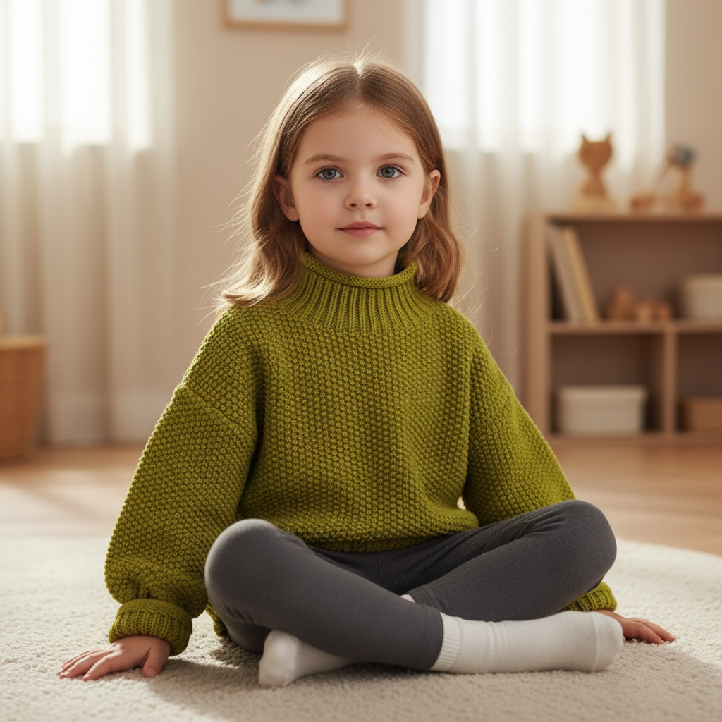 Kinder-Rollkragenpullover mit weicher Baumwolle Vintage Strickstil