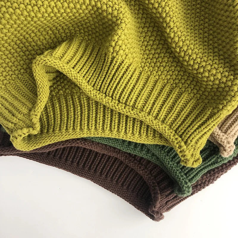Kinder-Rollkragenpullover mit weicher Baumwolle Vintage Strickstil