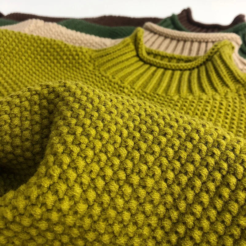 Kinder-Rollkragenpullover mit weicher Baumwolle Vintage Strickstil