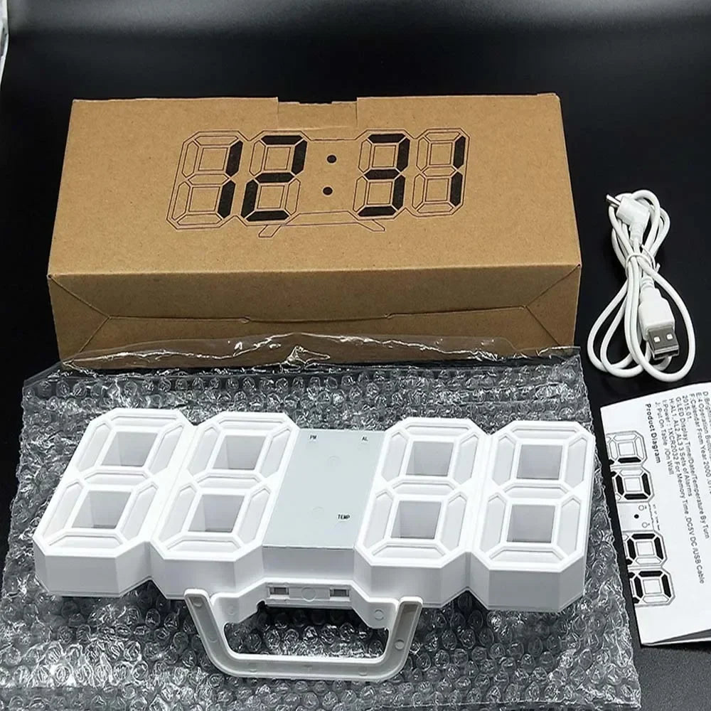 3D-LED-Digitaluhr modern minimalistisch design große Ziffern