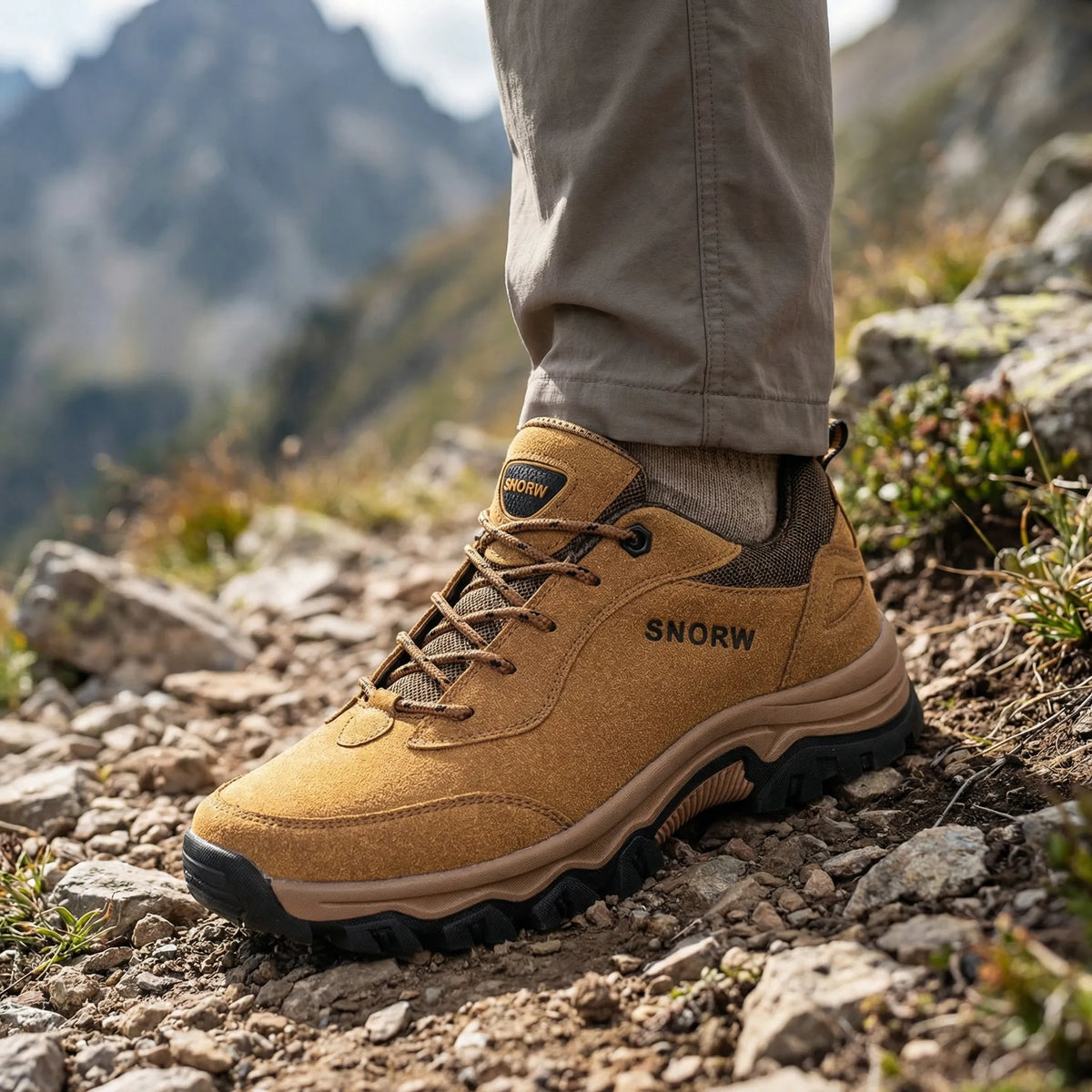 Bergwanderschuh rutschfest mit Knöchelstütze und taktischem Design