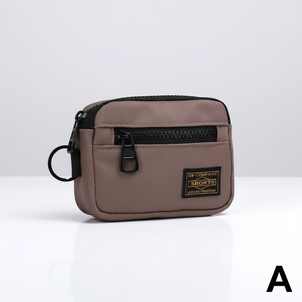 Kompakte Münzgeldbörse mit Reißverschluss und Schlüsselring