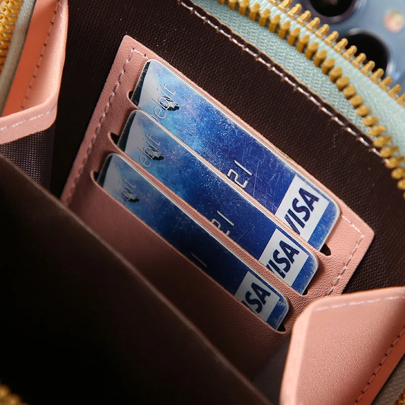 Schultertasche PU Material mit Touchscreen-Vordertasche und Reißverschlussfächern