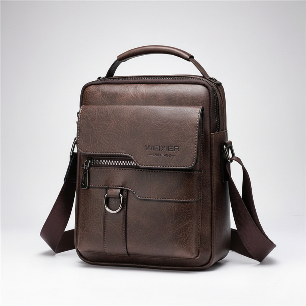Kompakte PU-Leder Messenger-Tasche mit gepolstertem Tabletfach
