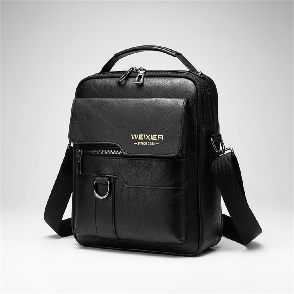 Kompakte PU-Leder Messenger-Tasche mit gepolstertem Tabletfach