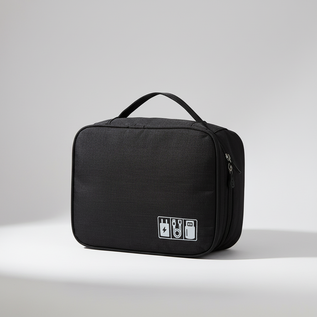 Spritzwasserschützter Kabel-Organizer mit gepolsterten Fächern und Mesh-Taschen