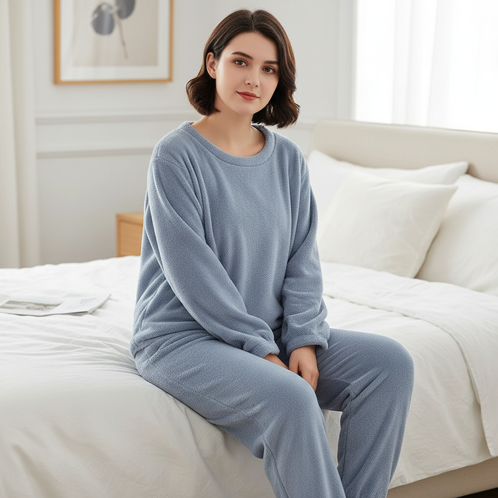 Strickpyjama-Set winter warm weich lockere Passform